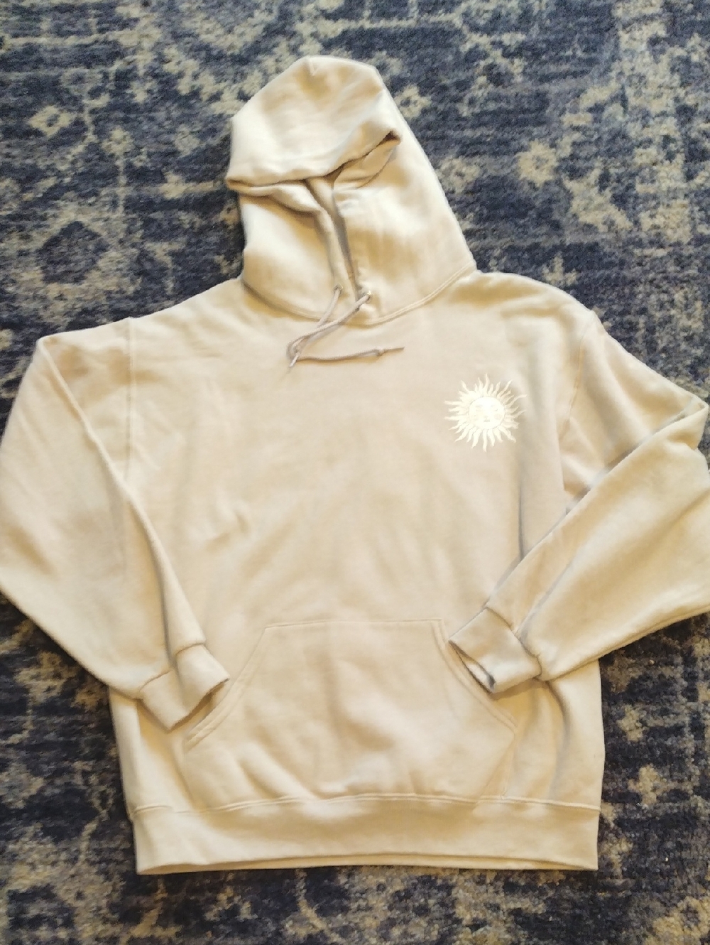 Neutral Beige Men's/Unisex Hoodie with Celestial Graphic